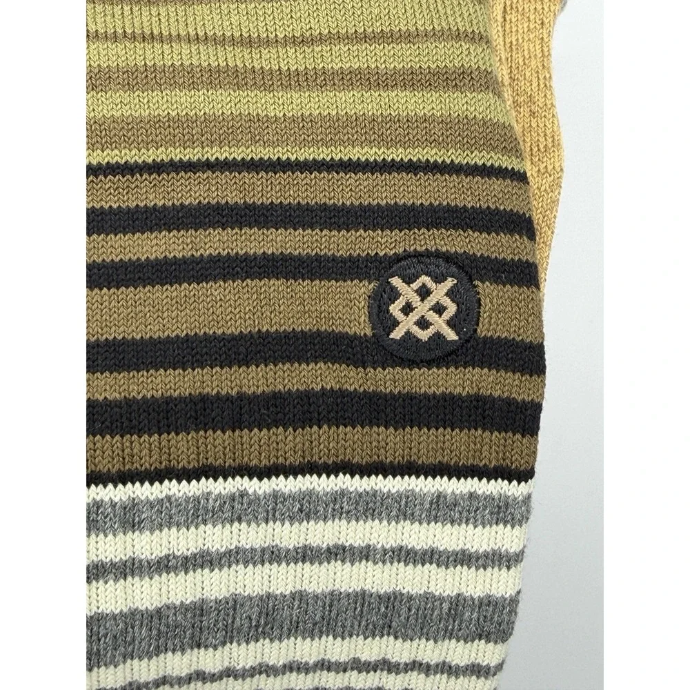 Stance Casual 2 Pack Socks Green Orange Stripe Crew Mid Cushion Mens L NWT